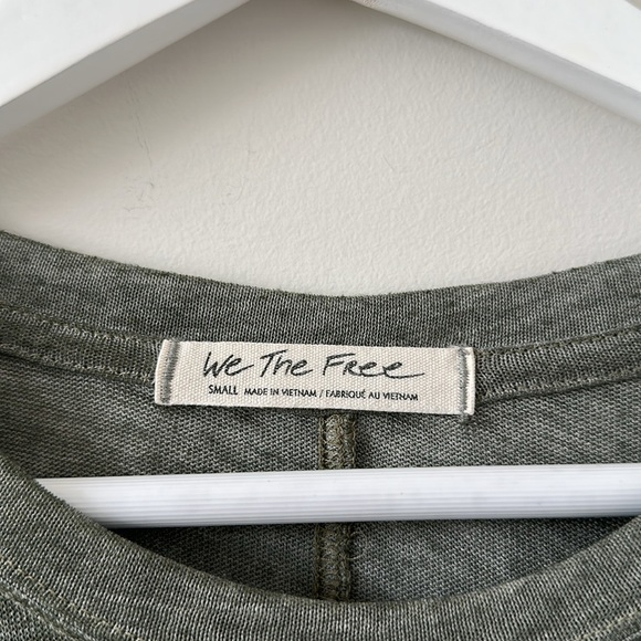 Free People We the Free Cassidy Tee Army Green Casual Cotton Tshirt Small Boxy - Picture 4 of 15